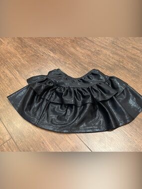 Black Shimmer Ruffle Skirt for Kids - Metallic Finish